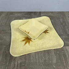 Vintage MCM Fiberglass Chip and Dip Set Rotating Swivel Kitchen 1970s Fall Theme