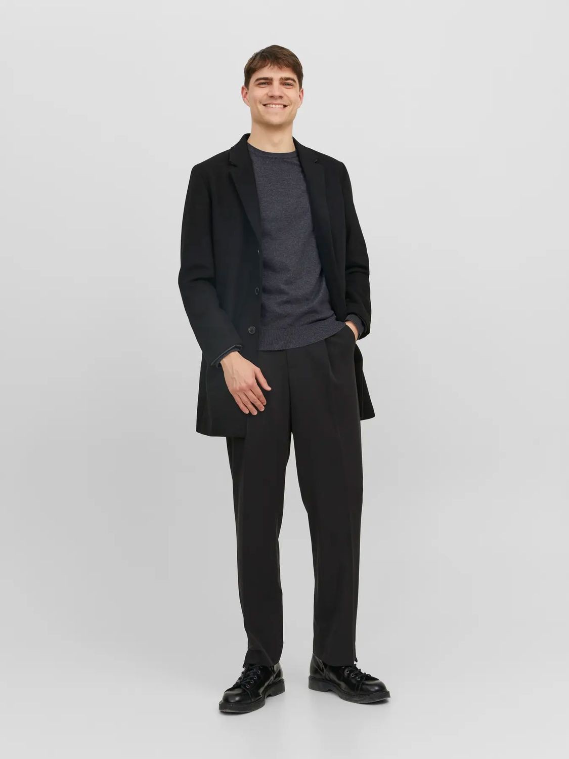 Jack Jones Herren Pullover Rundhals-Ausschnitt lange Ärmel Flachstrick JJEMIL