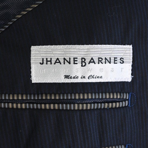 Jhane Barnes 46L 40x32 Navy Blue Striped 100% Wool Mens Jacket Pants Suit - Picture 4 of 12