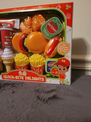 Quick -Bite Delights 18 Pcs Fast Food Plastic Ages 3+ Pretend Play NEW Sealed - Picture 4 of 8