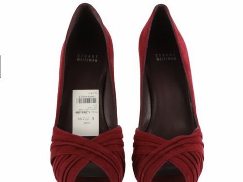 NIB Stuart Weitzman Suede Scarlet Red Dressage OpenToe Suede Heels Sz 8 - Bild 3 von 8