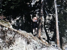 Lady without shirt in scenic view - 1950s Stereo Realist Slide Kodachrome - #901