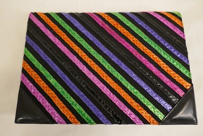 Yves Saint Laurent Clutch Stoff Leder Bast 70 er 80 er Tasche Vintage - Bild 1 von 4