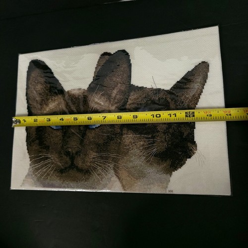 Completo rifinito punto croce amanti gatti siamesi fatto a mano regalo senza cornice - Foto 4 di 9