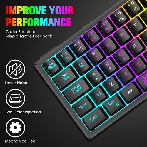ZIYOU LANG K61 60% Wired Gaming Keyboard Mechanical Portable Rainbow RGB Backlit - Picture 3 of 33