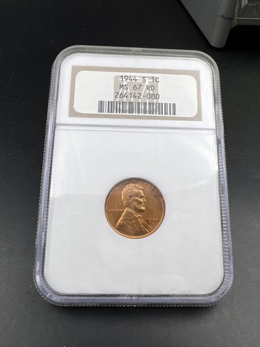 1944 S Lincoln Wheat Cent Penny Coin NGC MS67 RD #080 WW2 Era - Picture 5 of 8