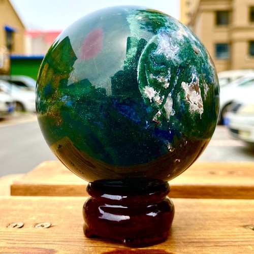 1.72LB Natural Water Grass Agate Ball Quartz Crystal Ball Healing - 第 3/13 張圖片