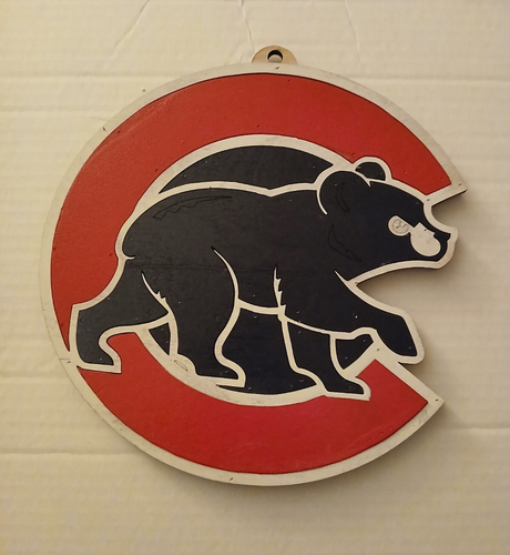 Chicago Cubs 8 1/2 x 8 1/2 Inches Round Wood Laser Etched Logo Sign