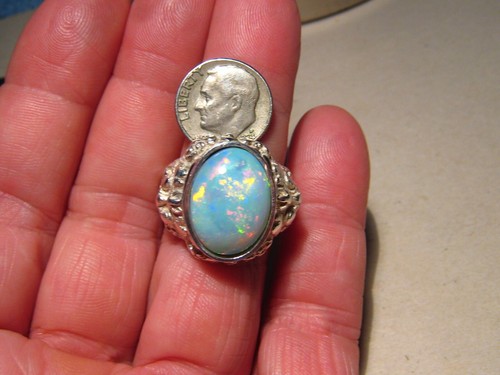 Großer 10,8 ct. Welo Opal Herrenring, 28 Gramm Sterlingsilber - Bild 3 von 12