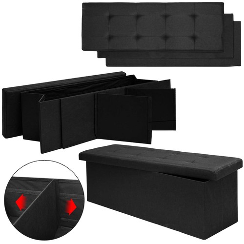 110 cm Sitzbank mit Stauraum - 120L PU-Leder Sitztruhe mit Deckel bis 250 kg - Bild 8 von 10
