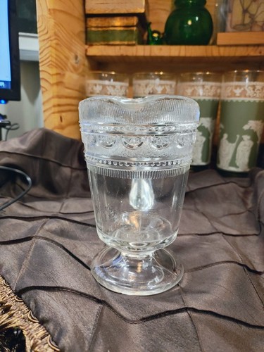 Bryce Higbee Ida; Sheraton Footed Creamer 1885 pressed Glass Antique Very Good - Picture 2 of 10