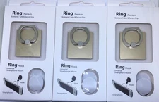4X gold Universal 360° Rotating Finger Ring Stand Holder with white hook USA