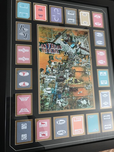 Mapa de dibujos animados de Old Vegas con 20 tarjetas de juego collage enmarcado #D/100 - Imagen 2 de 6