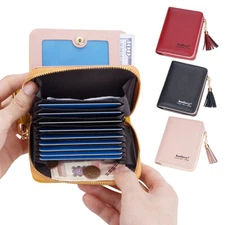 Womens Short Wallets Small Bifold Leather Wallet Mini Purse Credit Card Holder