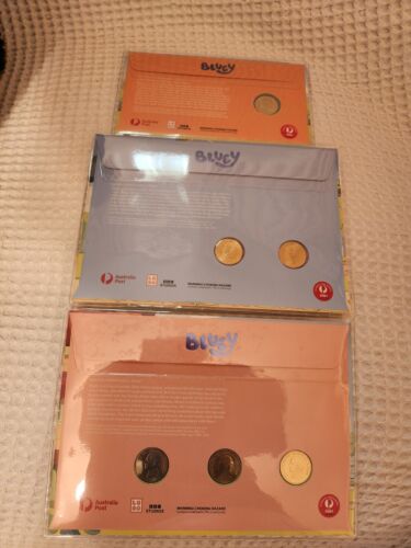 2024 $1 Bluey Impressions Limited Edition ● 1, 2 & 3 Coloured Coin PNC's ● UNC ● - Picture 2 of 14