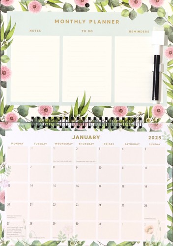 2025 Wall Hanning Planner Whiteboard w/ Marker Eraser To Do List Reminder Board - Picture 7 of 8