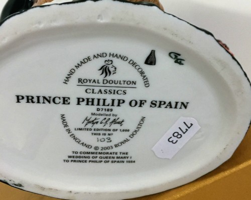 LARGE ROYAL DOULTON CHARACTER JUG PRINCE PHILIP OF SPAIN D7189 LTD EDITION - Picture 5 of 6