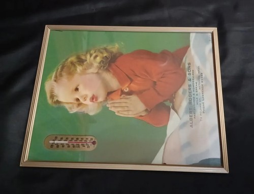 Vintage Dairy Albert Rogers Sons Advertising Thermometer 1952 Girl Praying Mass. - Picture 11 of 16