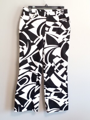 Women s Jones New York Country Black/White Geometric Pants SZ 8
