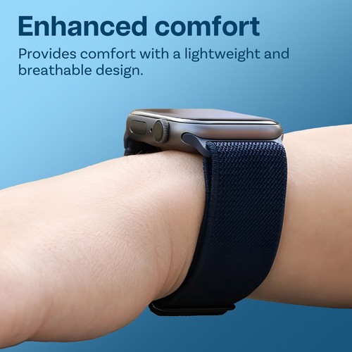 Dehnbares Solo Loop Uhrenarmband kompatibel mit iWatch Band 42mm bis 49mm blau - Bild 6 von 6