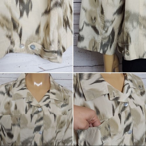 Chicos Silk Camo Button Down Shirt Blazer - Picture 8 of 16