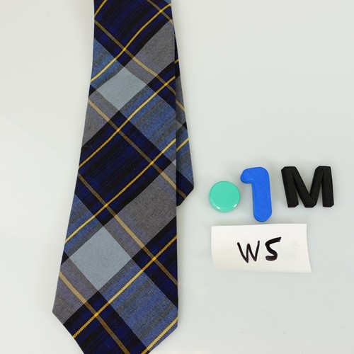 Skinny Tie Men Blue Plaid Tartan Woven Oxford School Necktie Pre Tied COOKIES - Picture 8 of 8