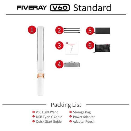 ZHIYUN FIVERAY V60 Standard / Combo 60W Bi-Color Handheld Led video Light Wand - - Picture 12 of 14