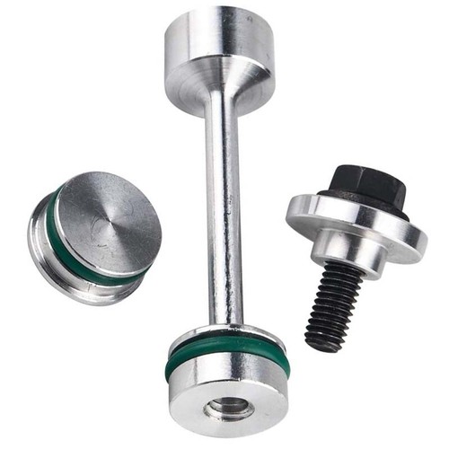 GM LS Billet Aluminum Oil Diverter Barbell Tube Hold Down Front Gallery Plug Kit