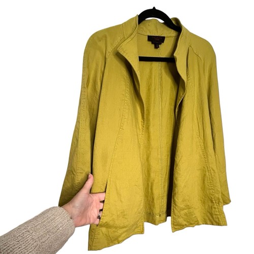 Talbots Collection grüne Leinenmischung 3/4-Ärmel offener Stil Jacke Gr. 14 - Bild 5 von 8