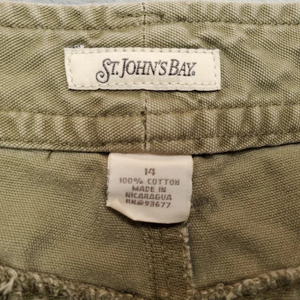 Pantalones Cortos St Johns Bay Mujer 14 Verde Lona Carga Utilidad Caminata Exterior Naturaleza Gorp Foto 2 de 4