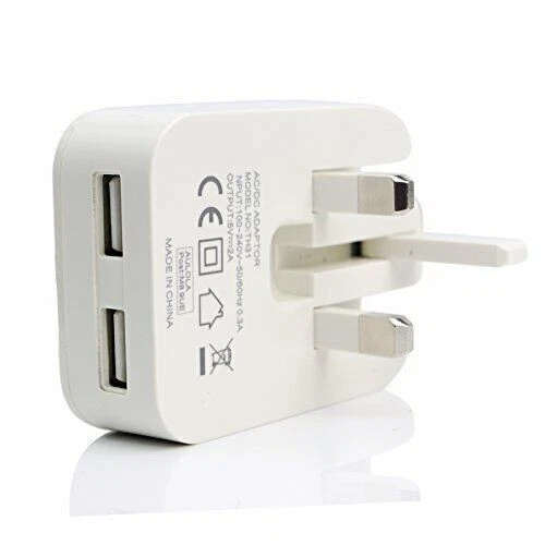 10.5W Fast Dual Twin 2 Port USB Folding Charger Mains Wall Plug Adapter 3Pin - Image 2 of 4