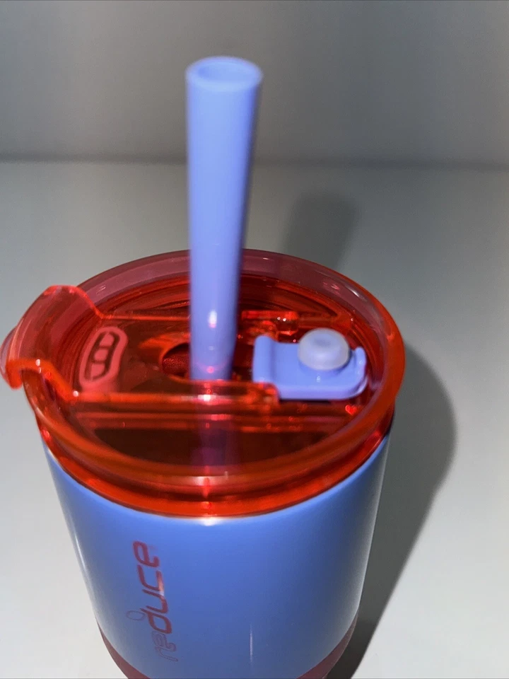 Vaso de acero inoxidable Reduce Coldee 14 oz con tapa 3 en 1 azul/rosa con pajita Foto 4 de 4