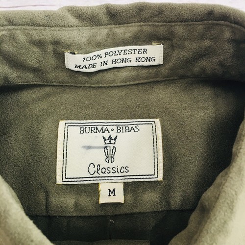 Vintage Burma Bibas Button Up Shirt Mens M Green Faux Suede Classics Long Sleeve - Picture 10 of 12