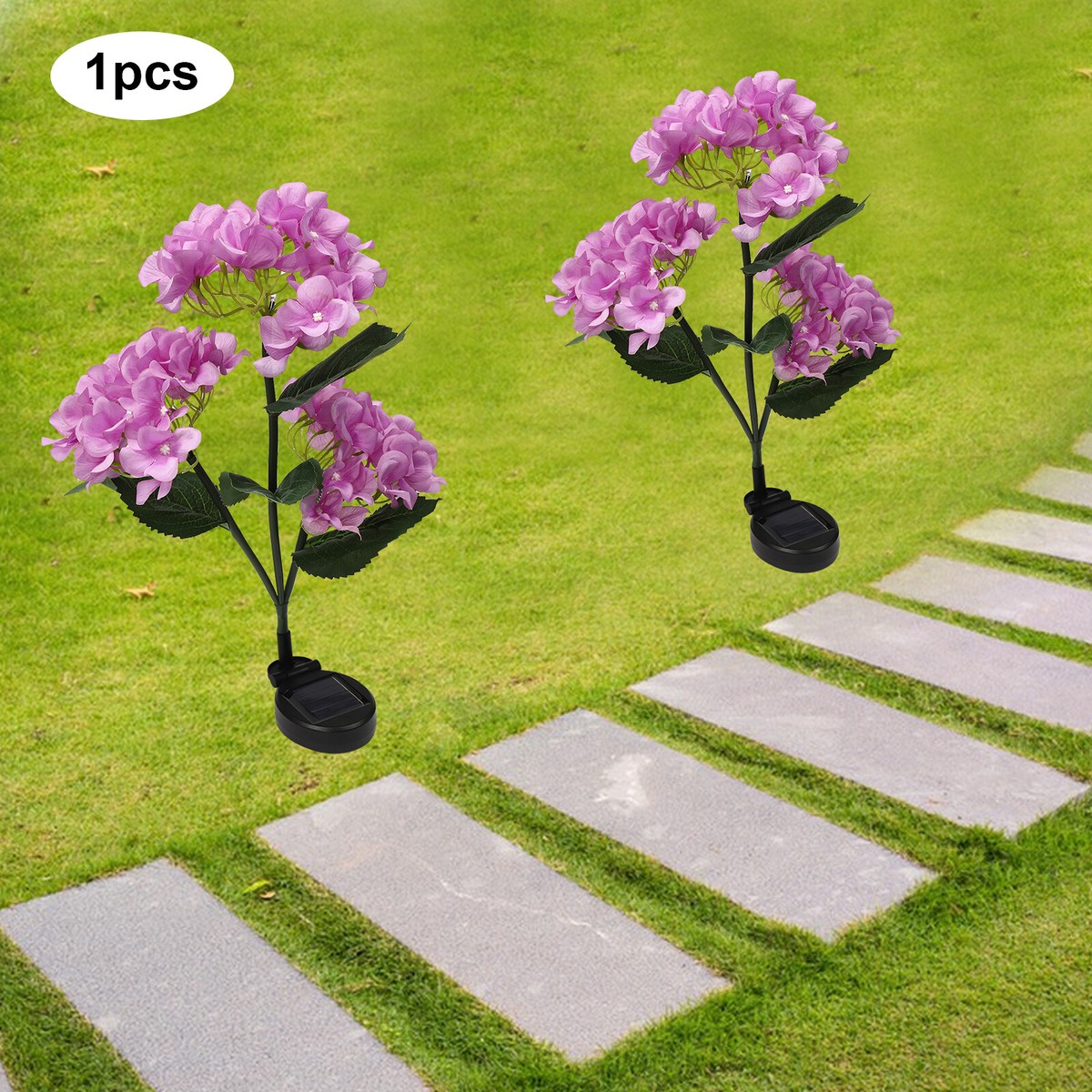 2 Pack Solar Garden Lights Outdoor Waterproof Hydrangea Landscape LED Light Yard
