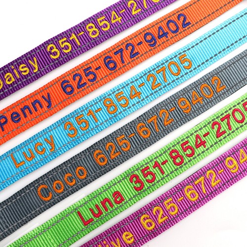 Nylon Hundehalsband Bestickt Personalisiert Name Telefonnummer Reflektierend XL - Bild 4 von 30