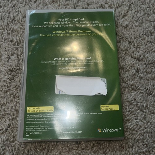 Microsoft Windows 7 Home Premium Operating System Upgrade 32 /64 DVDs - Picture 5 of 5