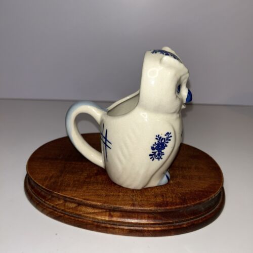 JSNY. Delft Blue Style OWL creamer small pitcher 4.5”x 2.5”x 4" Vintage. - Picture 2 of 6