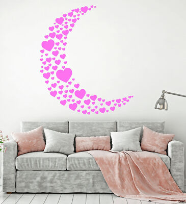 Vinyl Wall Decal Moon Heart Love Romance Girl Room Decor Stickers ...