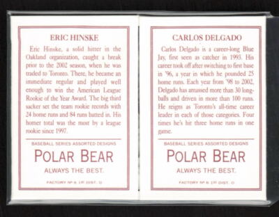 2003 Topps 205 #TF22 Eric Hinske / Carlos Delgado Triple Folder Polar Bear