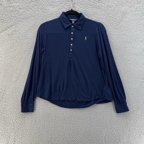 Polo Ralph Lauren Henley Top Girls Extra Large 16 Navy Blue Pony School Basic - Picture 1 of 11