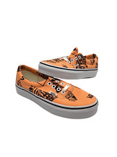 Vans Era Logo Mix Pattern Tangerine Orange Black Sneakers Mens 4.5 Womens 6
