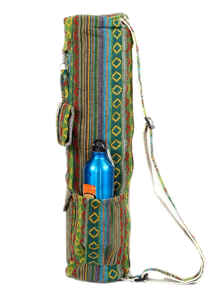 Mezcla de Algodón Cáñamo Yoga Mat Bolsa portadora Correa Ajustable Yoga Mat Portador Gimnasio Bolsa Foto 3 de 4