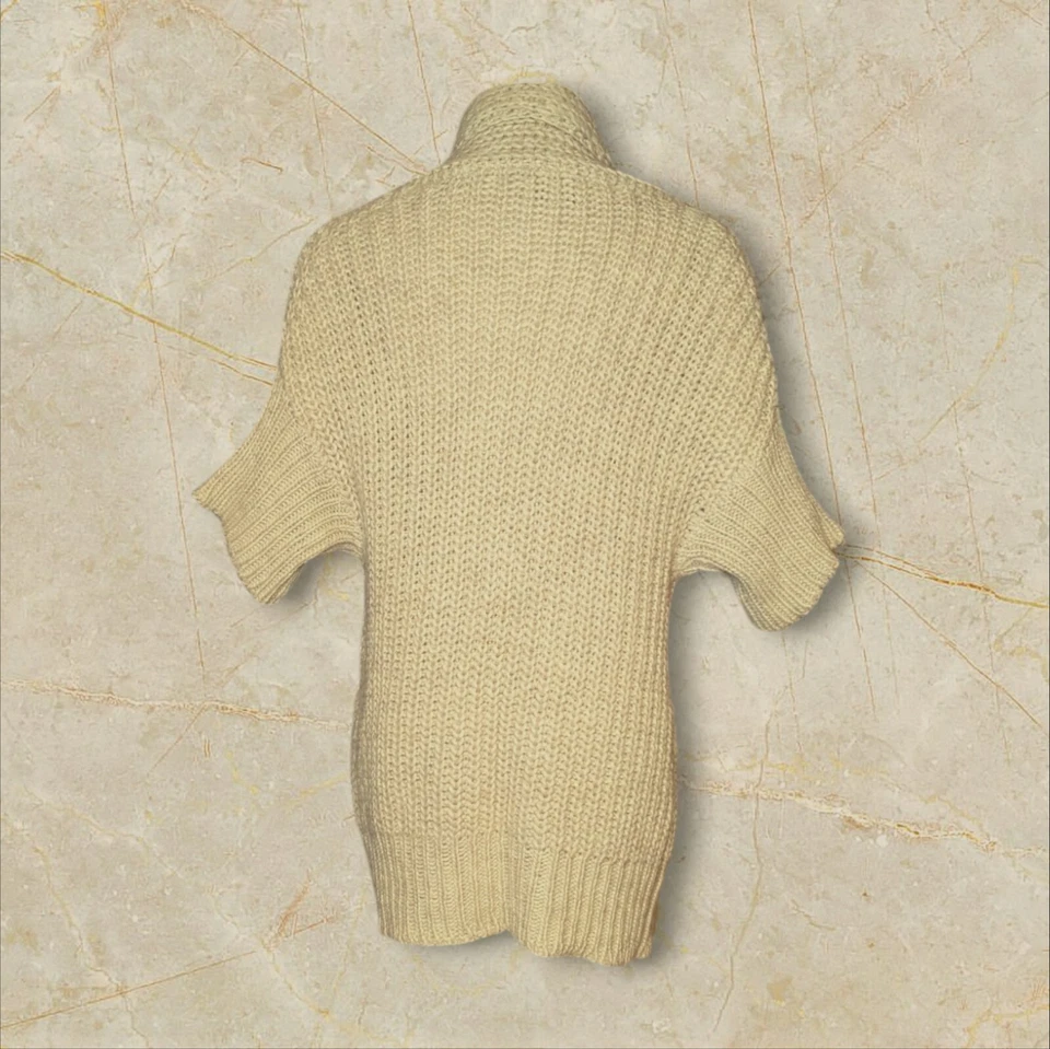 Cárdigan Suéter BETH BOWLEY Natural Beige Mezcla Lana Alpaca DOLMAN Mujer Pequeño Foto 3 de 4