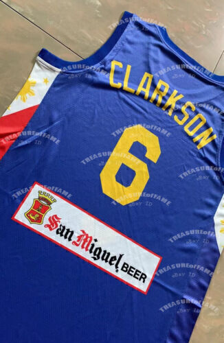 New Clarkson #6 Philippines Pilipinas Basketball Jersey Blue&White Sotto Custom - Picture 3 of 6