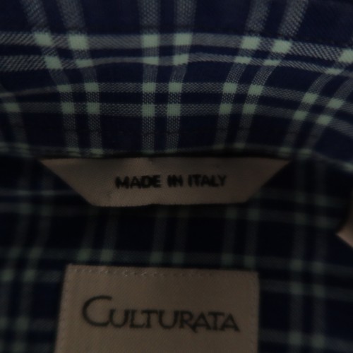 Culturata Shirt Mens L 16.5 42 Blue Check 100% Cotton Oxford OCBD Made in Italy - Picture 4 of 11