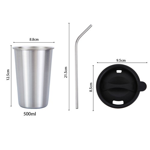 500ML Stainless Steel Tumbler Drinking Mugs Cup Flask w/z Straw for Travel - Picture 15 of 21