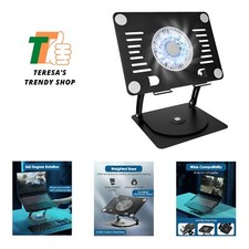 Gaming Laptop Cooling Pad with 360 Rotation Base, Ergonimic Aluminum Laptop ...