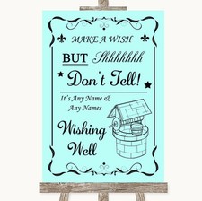 Aqua Wishing Well Message Personalised Wedding Sign