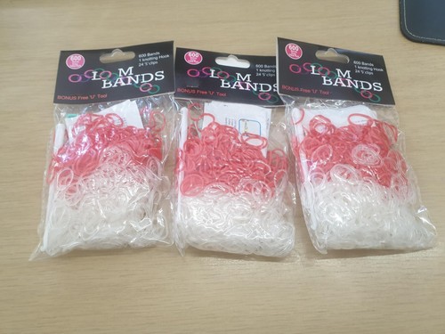 Bandas de telar rojo y blanco - 600 bandas, 1 gancho de anudar y 24 clips S X3 SOLO £6.49 - Imagen 8 de 12