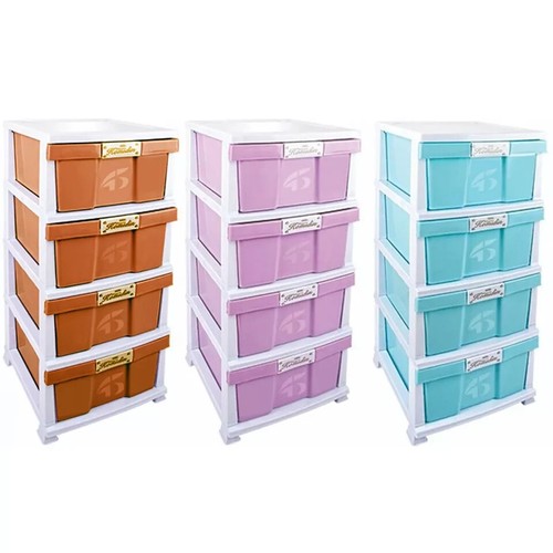 4 Tiers Drawer Plastic Storage Tower Chest Office Bedroom Home Kitchen Organizer - Picture 11 of 24